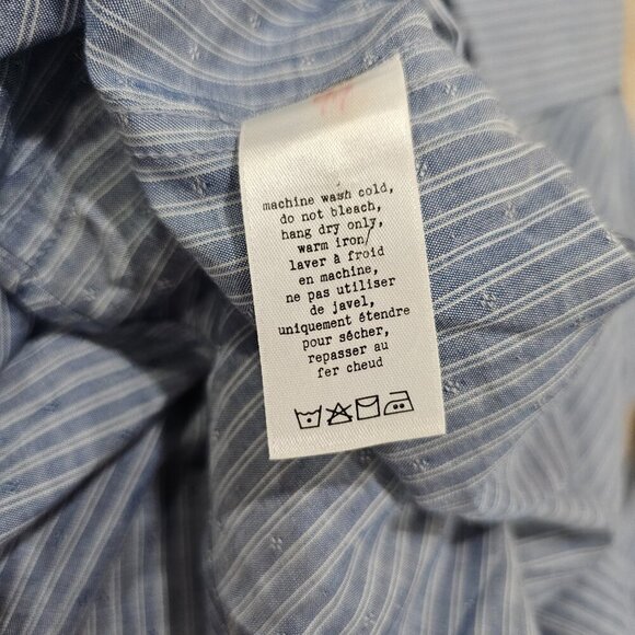 Men's Rag & Bone Blue and White Striped Button‎ Up Shirt Hidden Buttons Size 17 - Picture 7 of 10